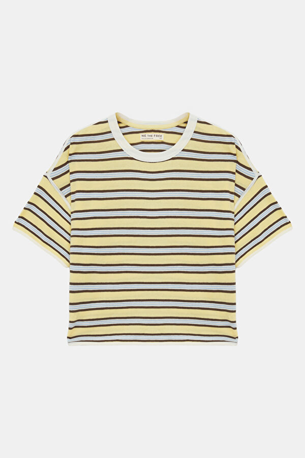 Sarı Çizgili Kadın T-Shirt