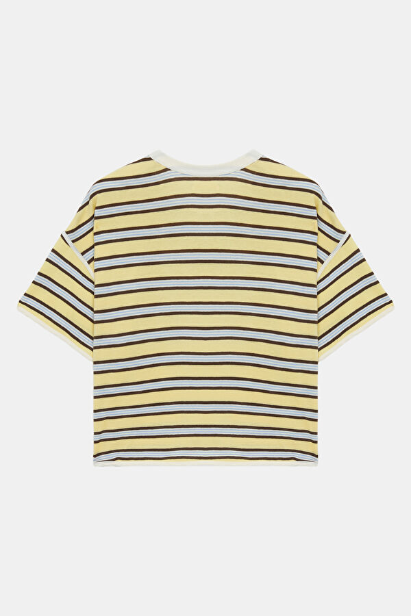 Sarı Çizgili Kadın T-Shirt 2
