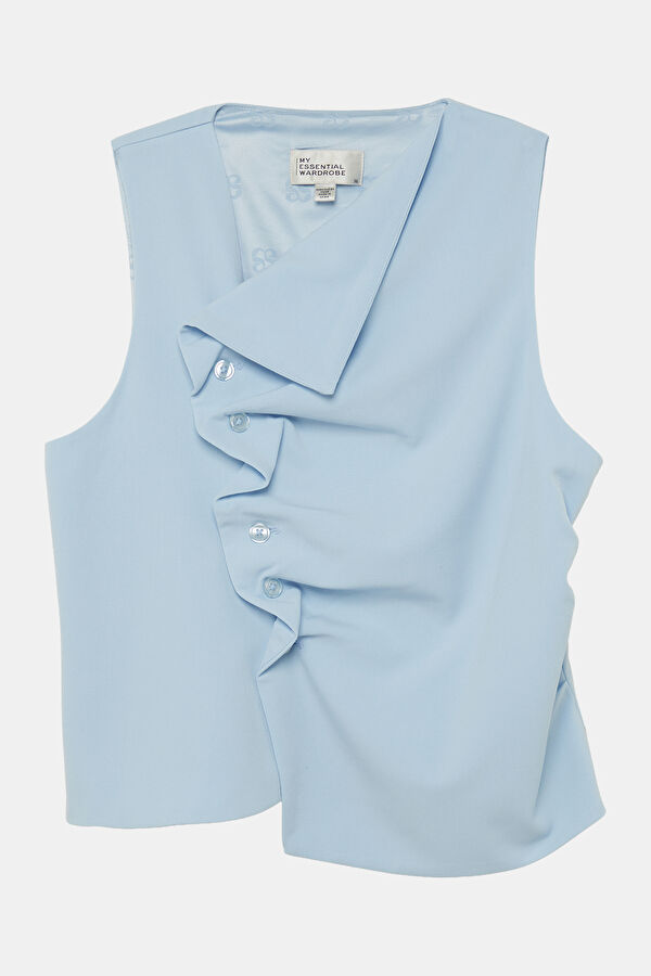 Light Blue Sleeveless Women's Blouse 4