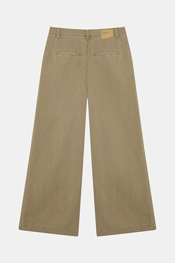 Haki Wide Leg Kadın Pantolon 2