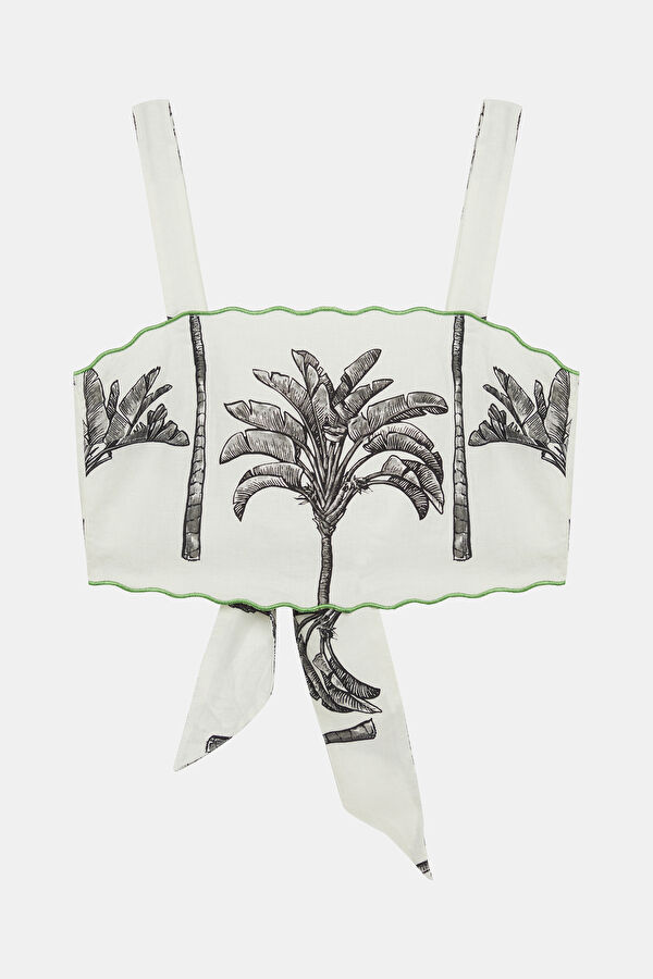 Off-White Patterned Sleeveless Women's Blouse