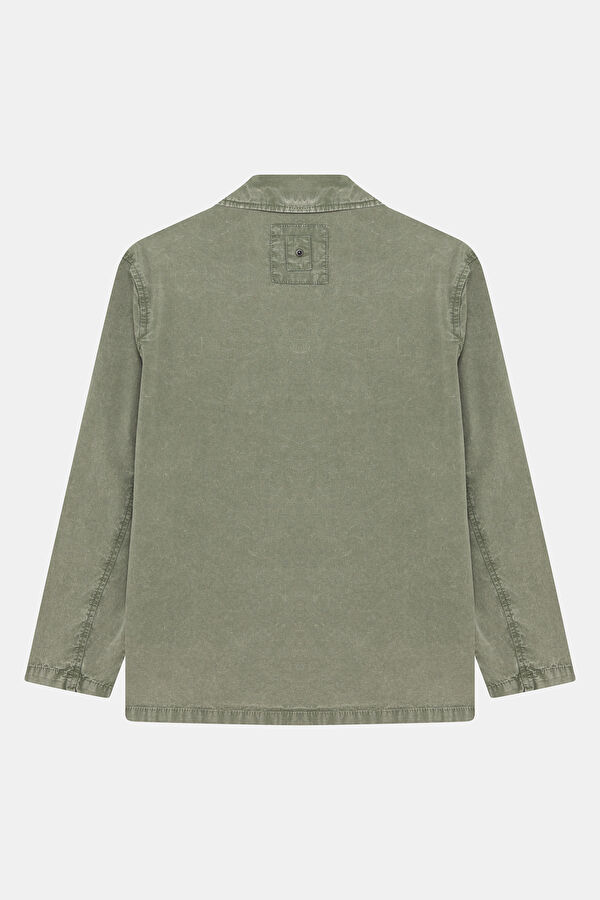 Green Buttoned Cotton/Linen Men's Jacket 2