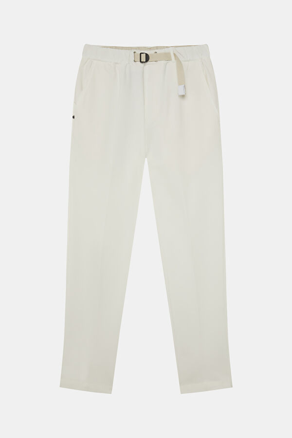 Ecru Straight Leg Cotton Elastane Trousers