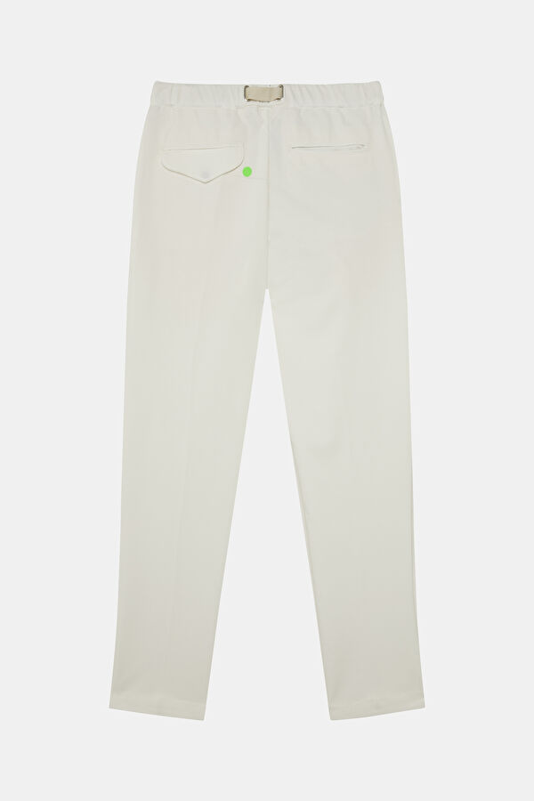 Ecru Straight Leg Cotton Elastane Trousers 2