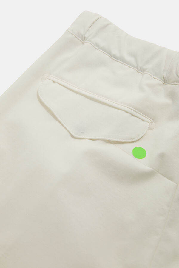 Ecru Straight Leg Cotton Elastane Trousers 5