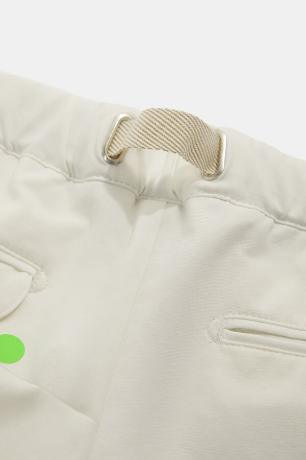 Ecru Straight Leg Cotton Elastane Trousers 6
