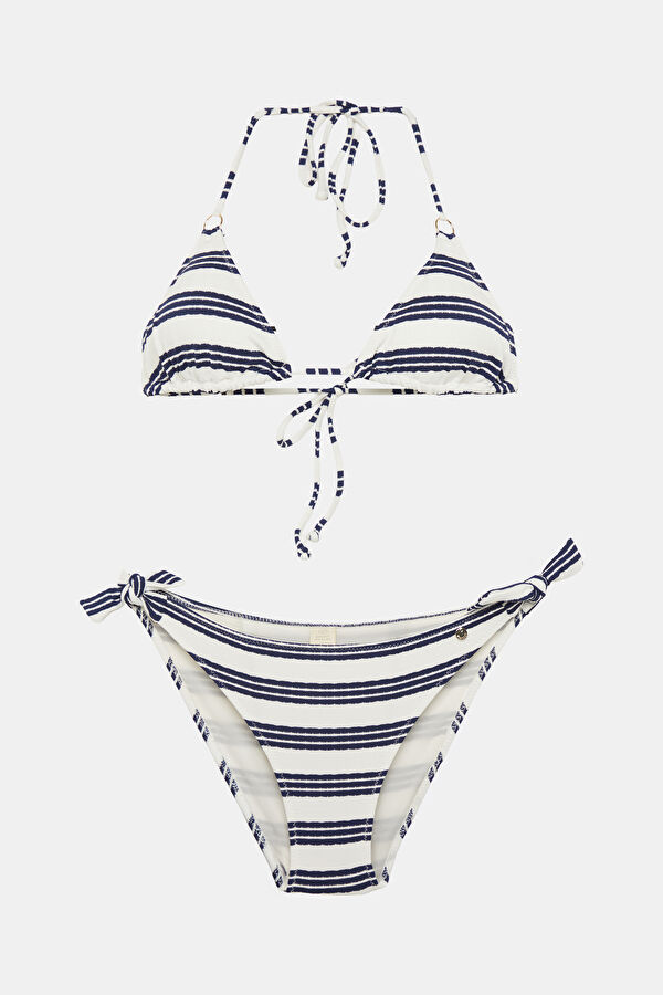 Beyaz Çizgili Kadın Bikini