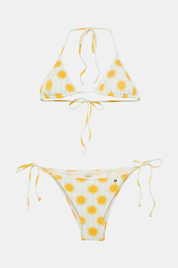 White Floral Patterned Women's Bikini