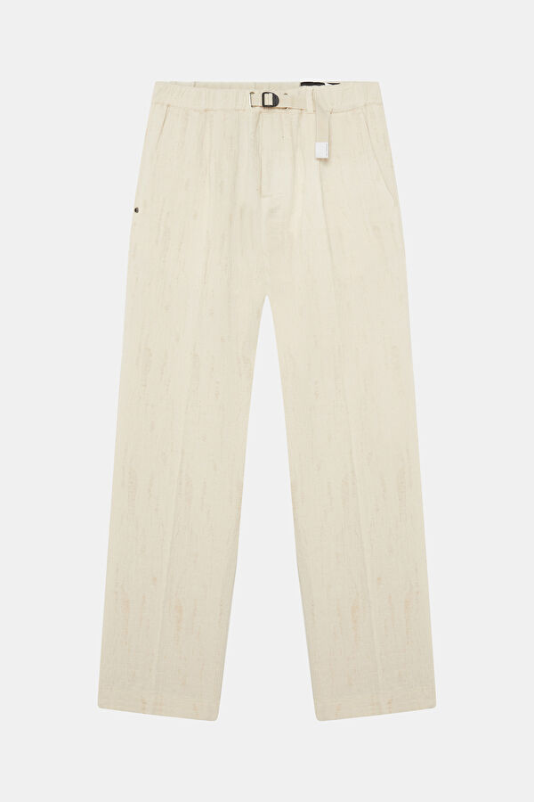 Men's Relaxed Fit Ecru Straight Leg Cotton Viscose Pants