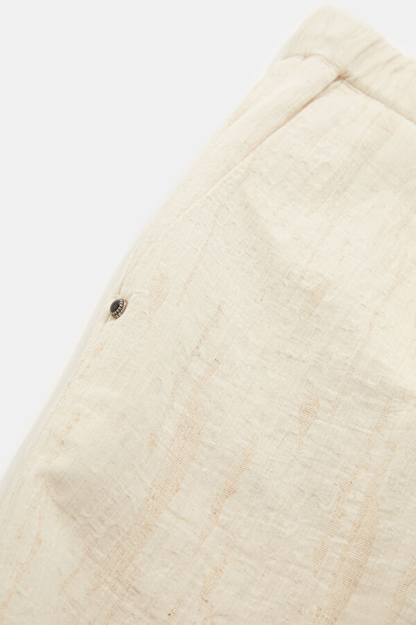 Men's Relaxed Fit Ecru Straight Leg Cotton Viscose Pants 4
