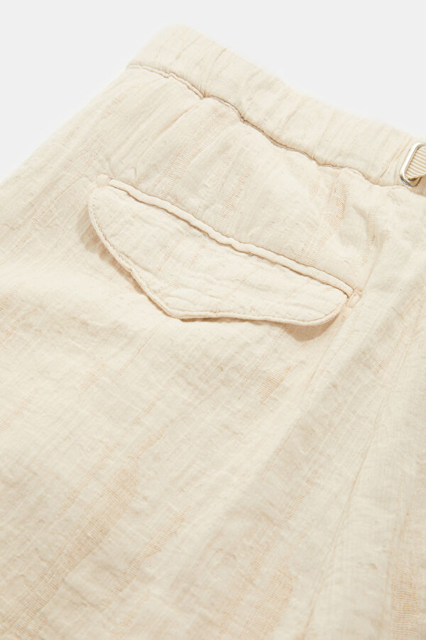 Men's Relaxed Fit Ecru Straight Leg Cotton Viscose Pants 5
