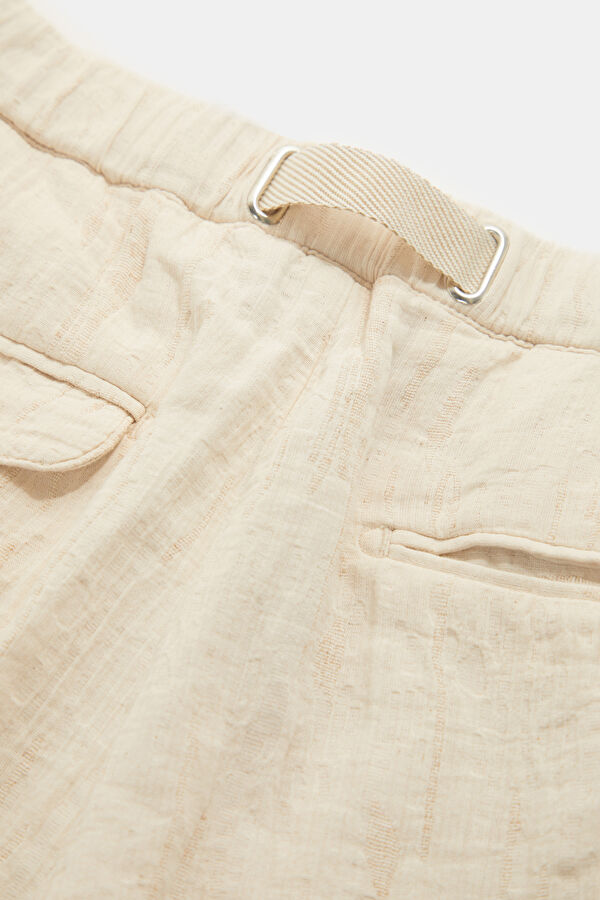 Men's Relaxed Fit Ecru Straight Leg Cotton Viscose Pants 6