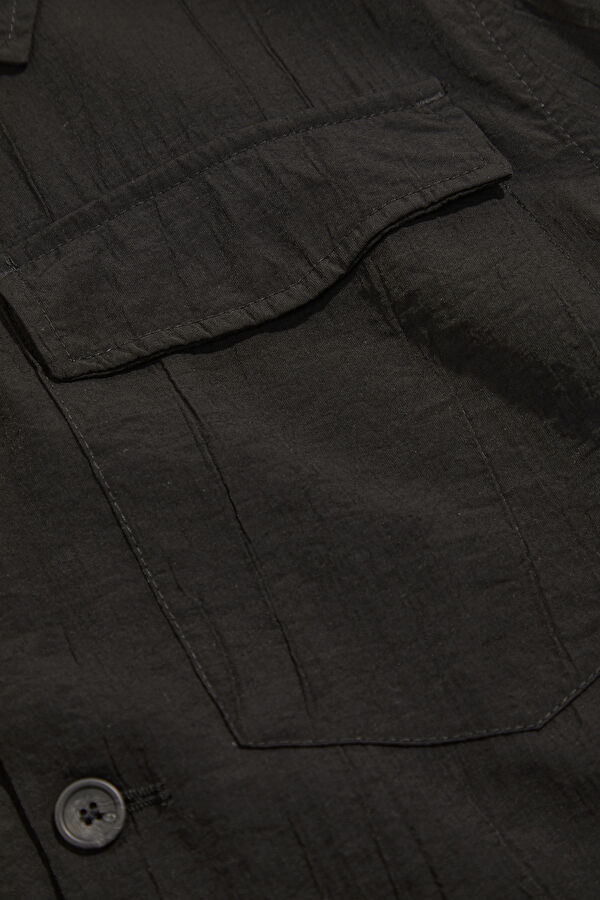 Black Buttoned Viscose Men's Jacket 4