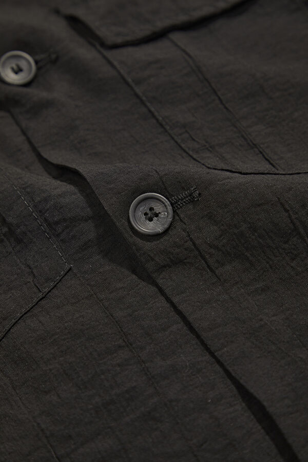 Black Buttoned Viscose Men's Jacket 5