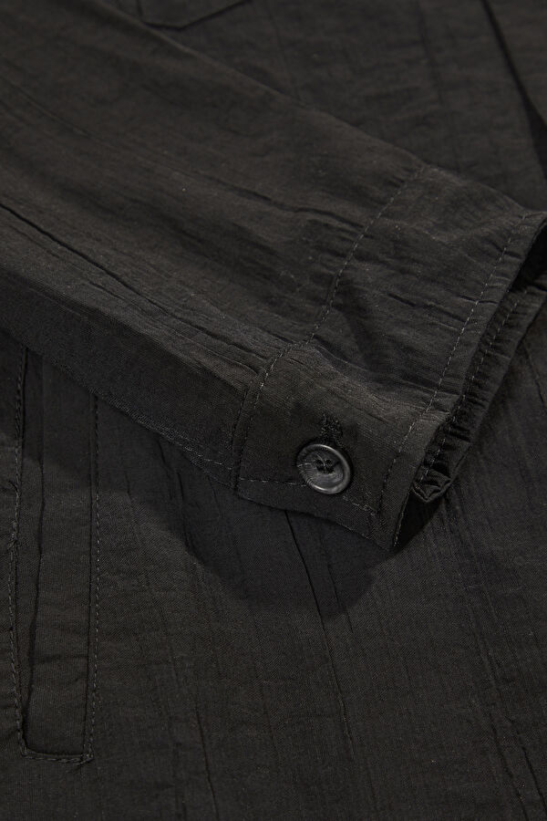 Black Buttoned Viscose Men's Jacket 6