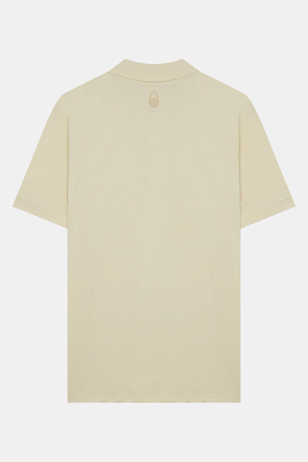 Relax Fit Cream Polo Collar Men's T-Shirt 2