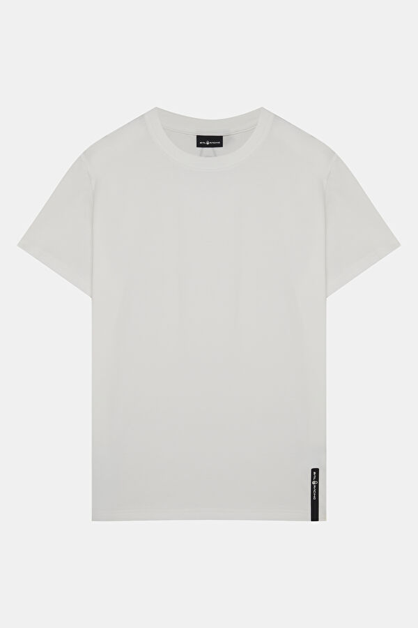 Relax Kalıp Beyaz Bisiklet Yaka Erkek T-Shirt
