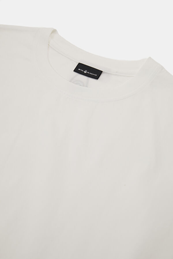Relax Kalıp Beyaz Bisiklet Yaka Erkek T-Shirt 3