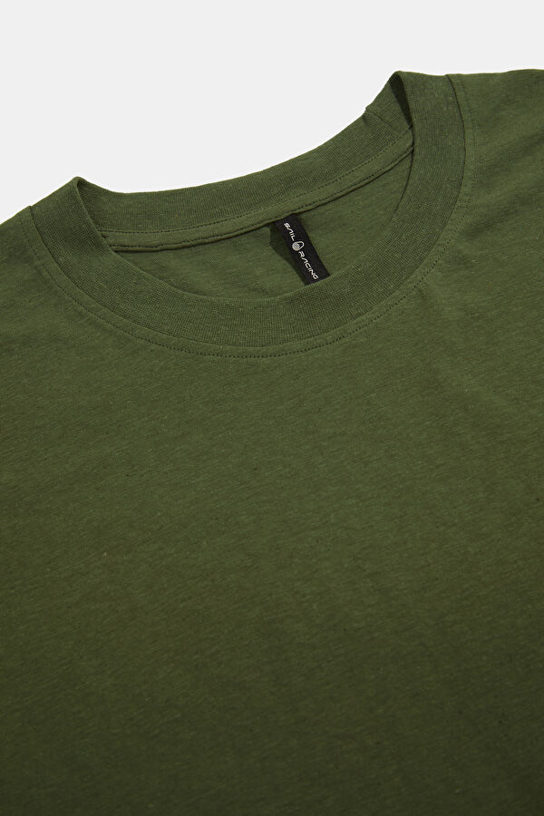 Relax Fit Khaki Crew Neck Men's T-Shirt 3