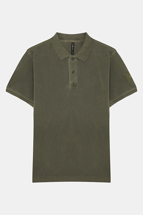 Relax Fit Green Polo Collar Men's T-Shirt