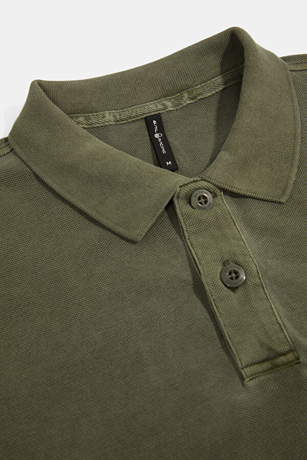 Relax Fit Green Polo Collar Men's T-Shirt 3