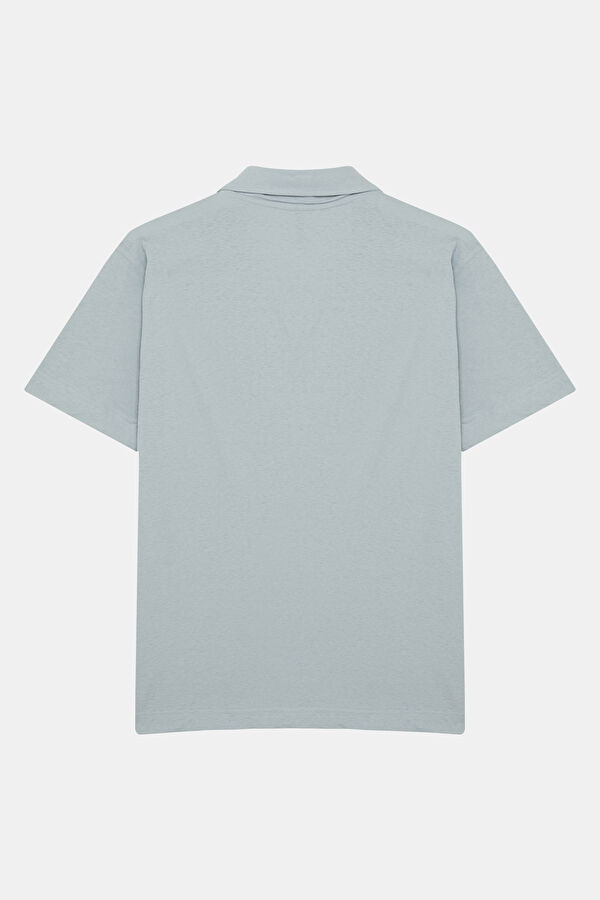 Relax Fit Light Blue Polo Neck Men's T-Shirt 2