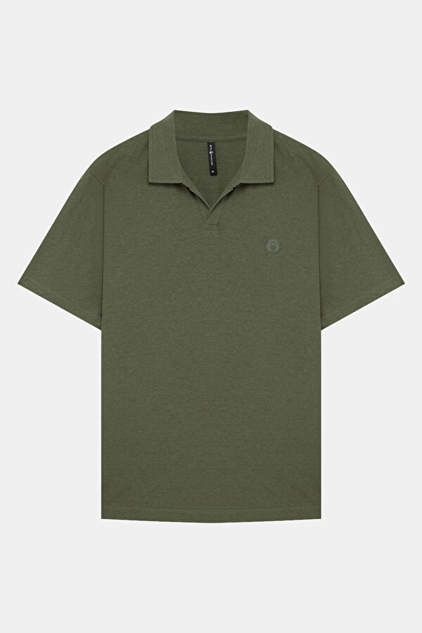 Relax Fit Khaki Polo Collar Men's T-Shirt