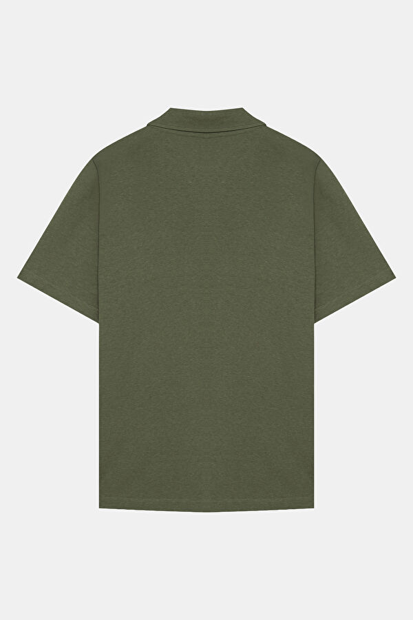 Relax Fit Khaki Polo Collar Men's T-Shirt 2