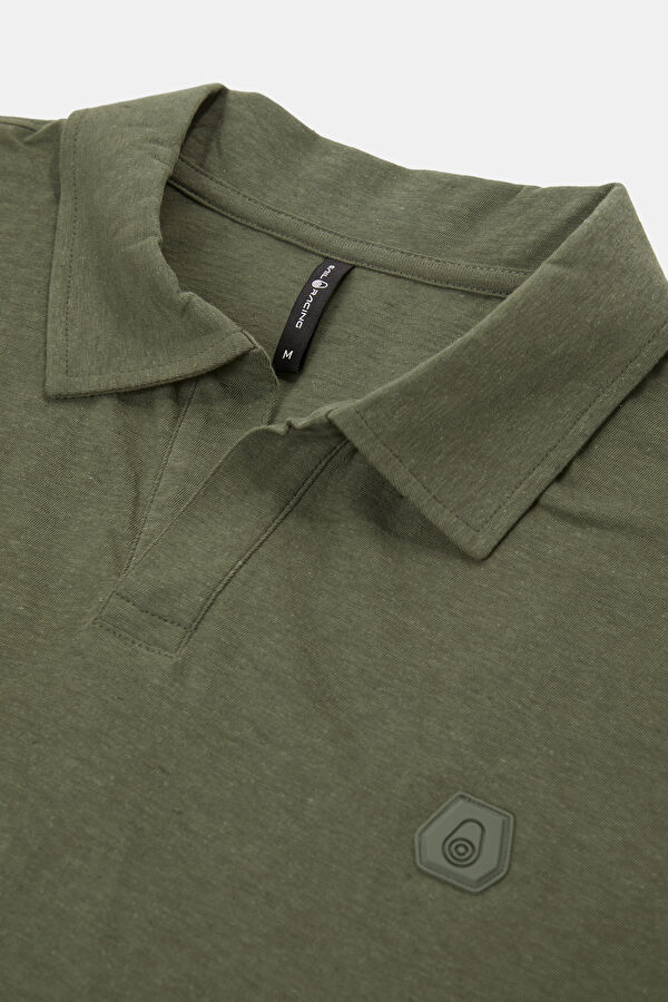 Relax Fit Khaki Polo Collar Men's T-Shirt 3