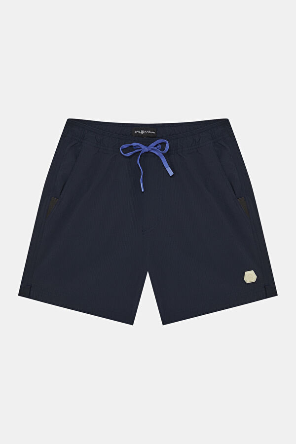 Navy Elastic Waist Men's Swimsuit