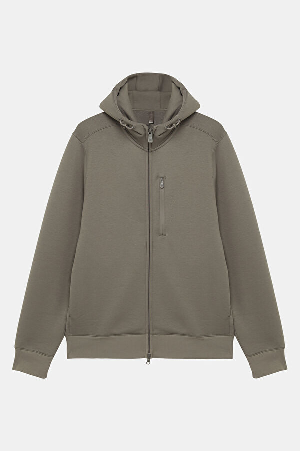 Gri Relax Kalıp Kapuşonlu Erkek Sweatshirt