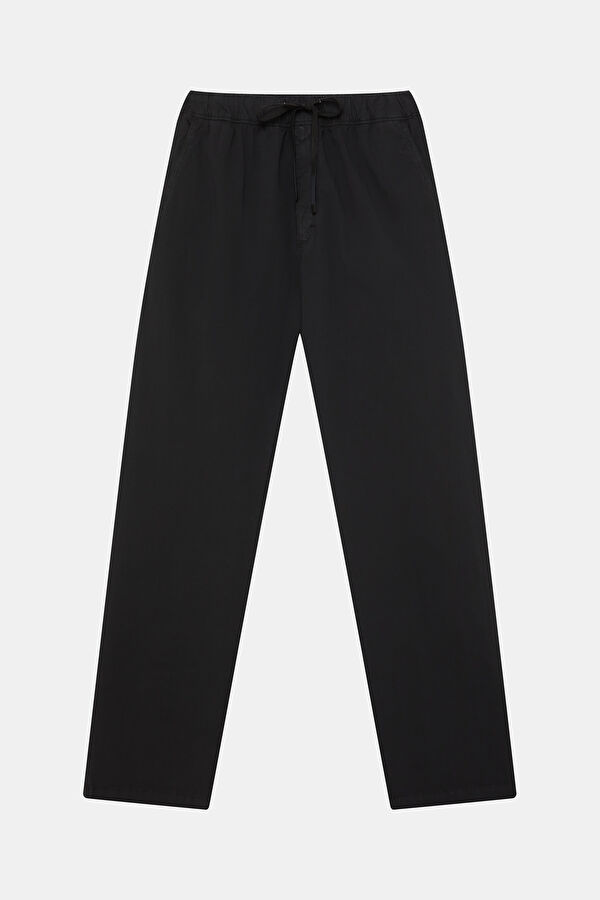 Relax Fit Black Straight Leg Cotton Elastane Men's Trousers