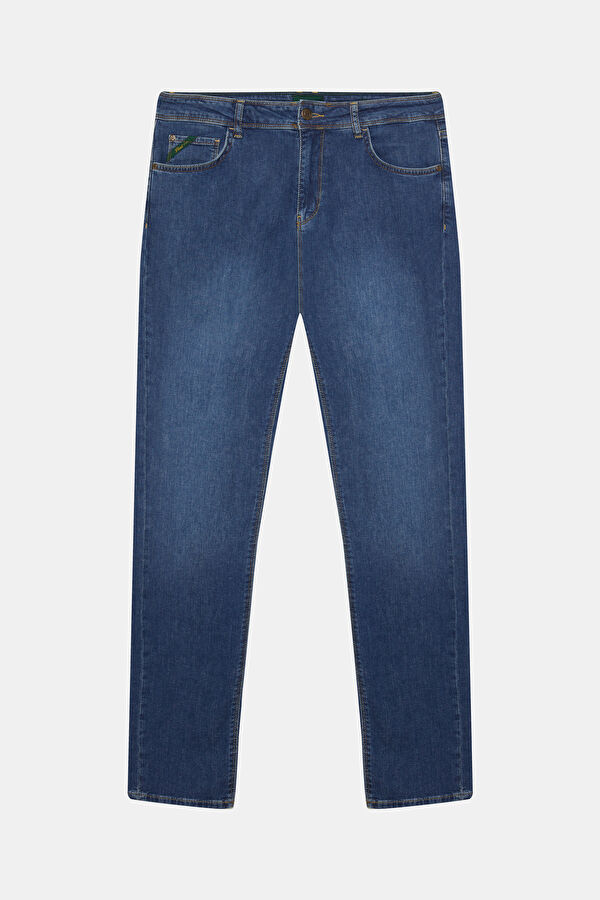 Relax Kalıp İndigo Slim Fit Pamuk Elastan Erkek Jean Pantolon