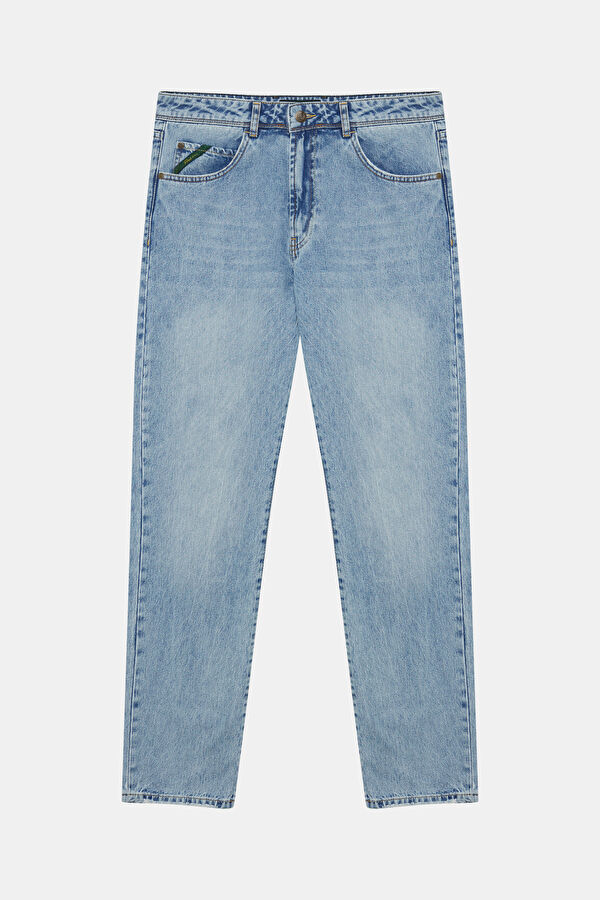 Relax Kalıp İndigo Slim Fit Erkek Jean Pantolon