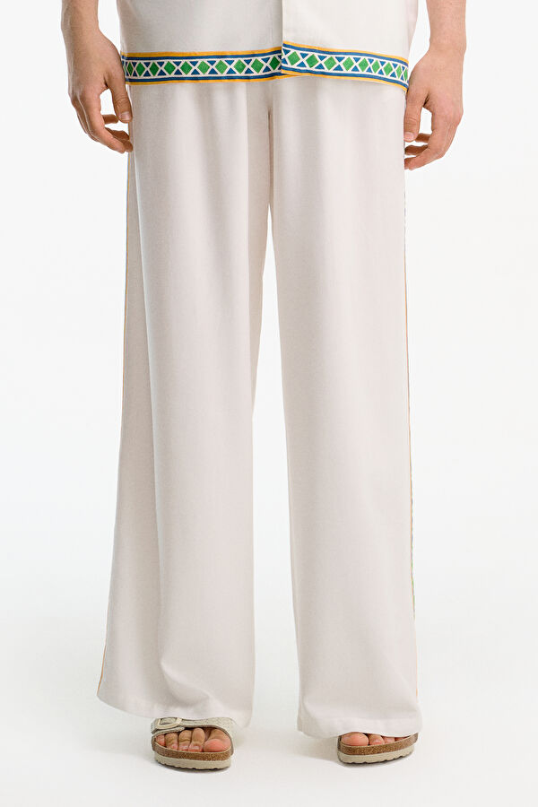 Relax Kalıp Çok Renkli Wide Leg Viskoz Erkek Pantolon 3