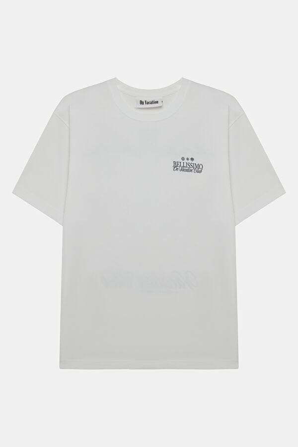 Relax Fit White Crew Neck Printed Men's T-Shirt