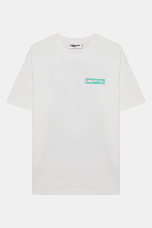 Relax Fit White Crew Neck Printed Men's T-Shirt