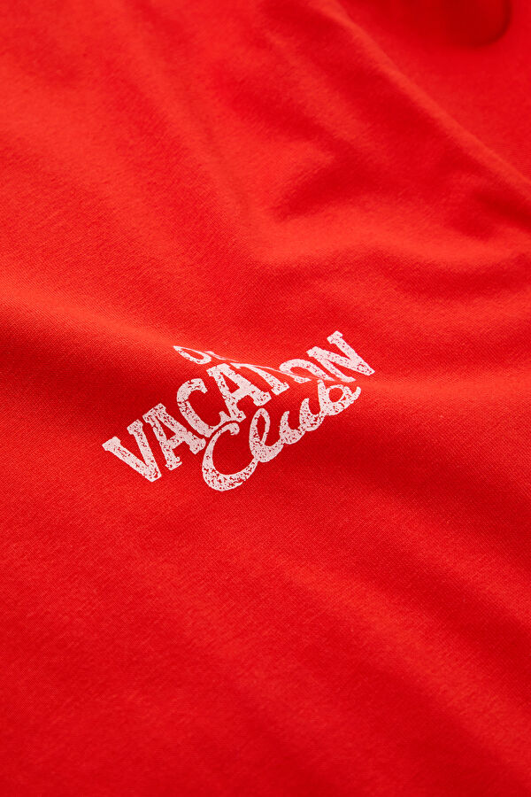 Relax Fit Red Crew Neck Printed Men's T-Shirt 4