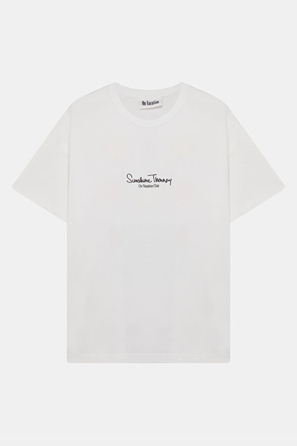 Relax Fit White Crew Neck Printed Men's T-Shirt