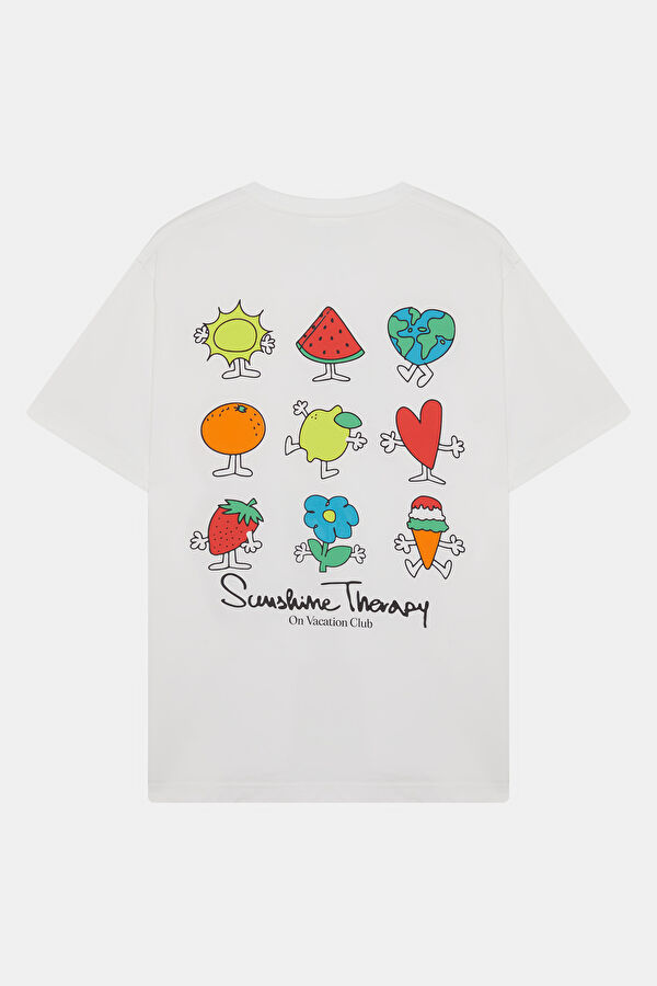 Relax Fit White Crew Neck Printed Men's T-Shirt 2