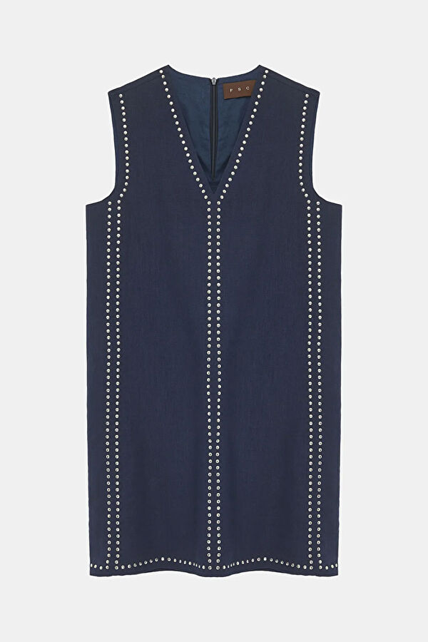 Navy Linen Women's Dress