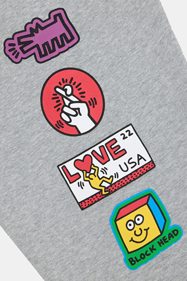 X Keith Haring Grey Relax Fit Hooded Men's Sweatshirt 4