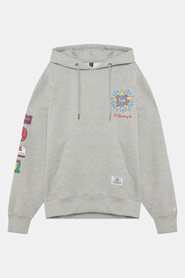 X Keith Haring Grey Relax Fit Hooded Men's Sweatshirt