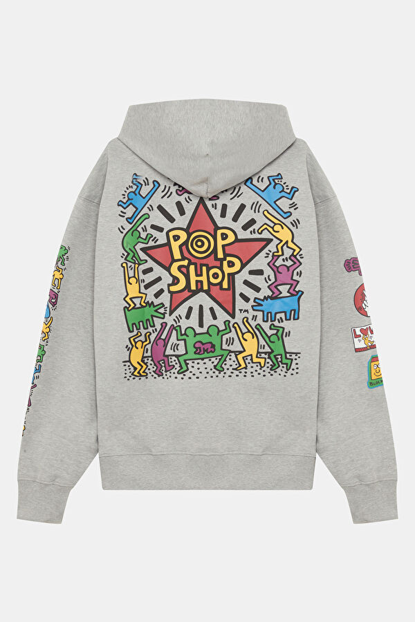 X Keith Haring Grey Relax Fit Hooded Men's Sweatshirt 2