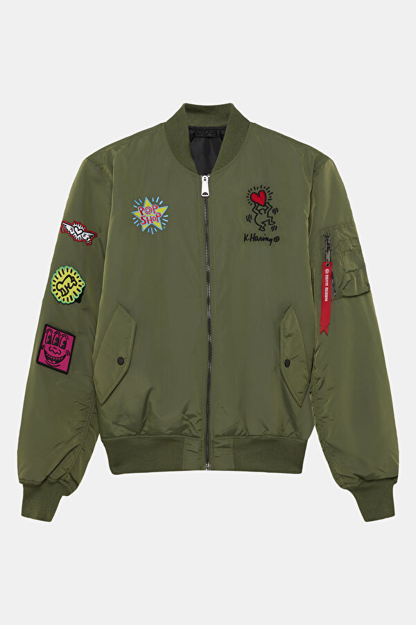 X Keith Haring Khaki Zip-Up Men's Jacket