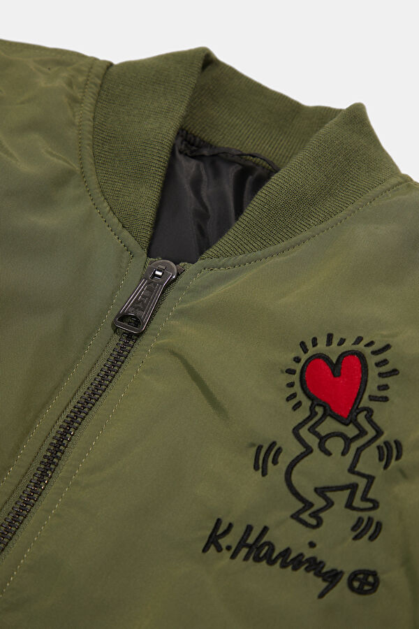 X Keith Haring Khaki Zip-Up Men's Jacket 3