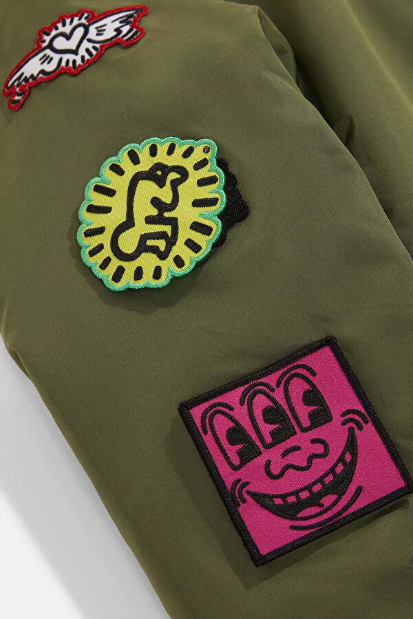 X Keith Haring Khaki Zip-Up Men's Jacket 6