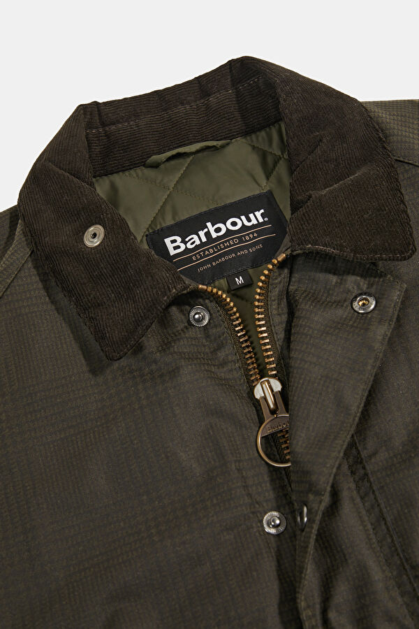Modern Beaufort Check Wax Haki Erkek Mont 3