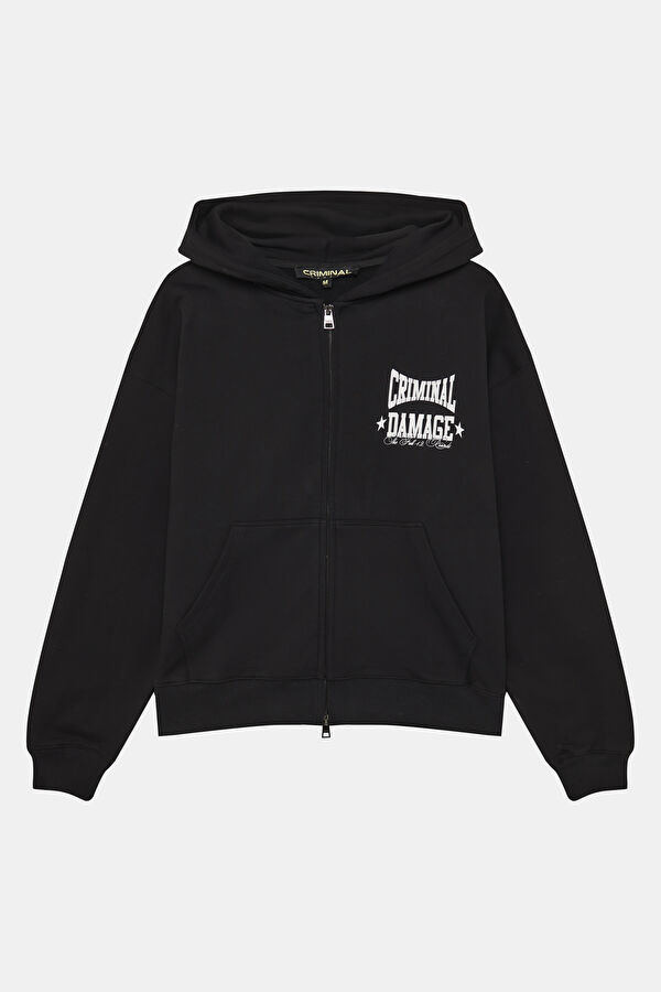 Siyah Relax Kalıp Kapuşonlu Erkek Sweatshirt