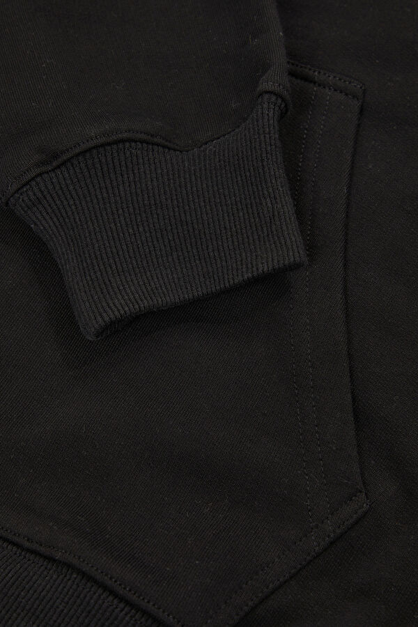 Siyah Relax Kalıp Kapuşonlu Erkek Sweatshirt 5